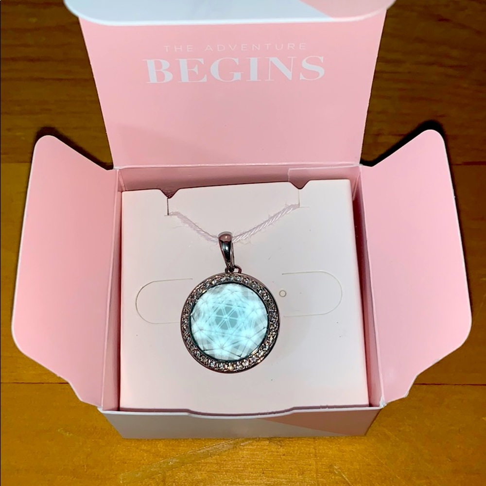 Petite silver w/ aqua prism twist locket - retired